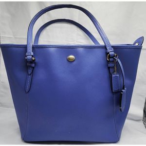 Coach Peyton Large Saffiano Leather Tote Periwinkle Cornflower Porcelain Blue